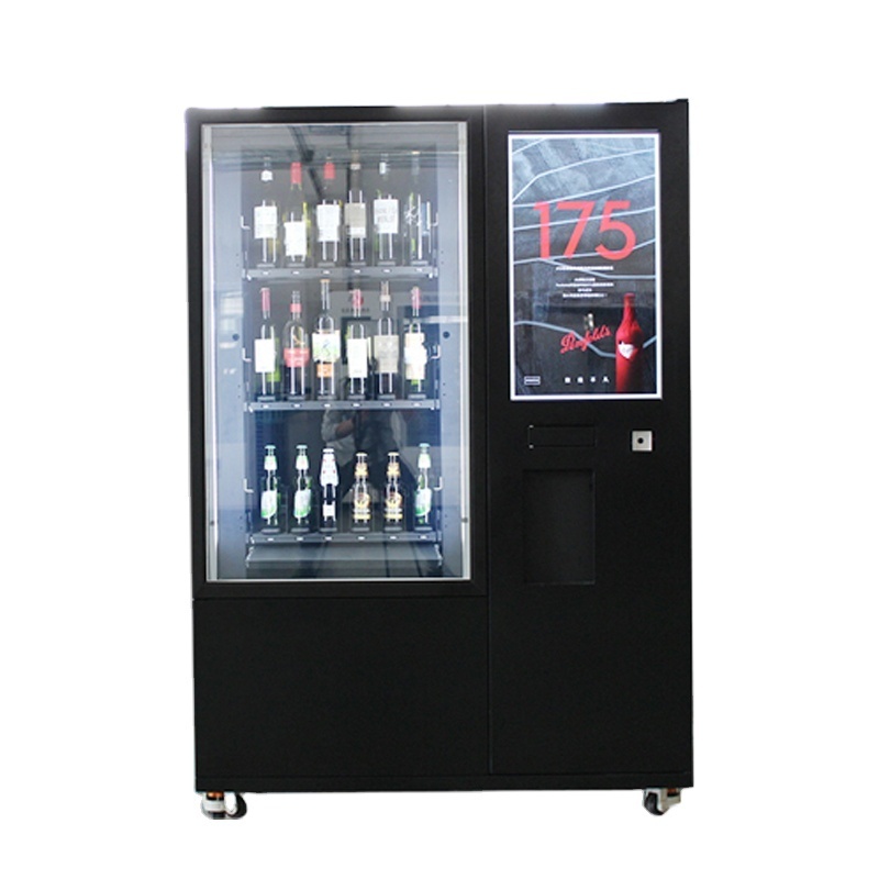 Paypal pay 24 hour unmanned shop coconut beer milk bubble tea water wine vending machine for sale