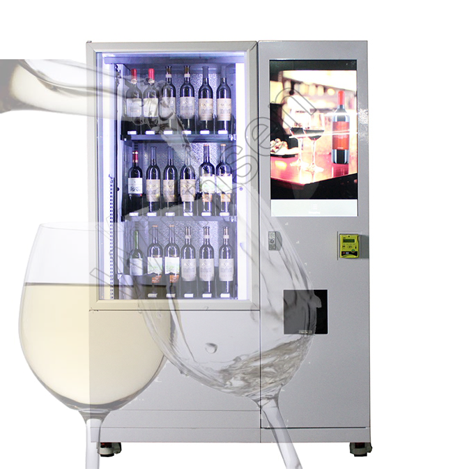 Smart combo wifi custom  bar cocktail champagne wine  bottle glass beer vending machine with refrigerator