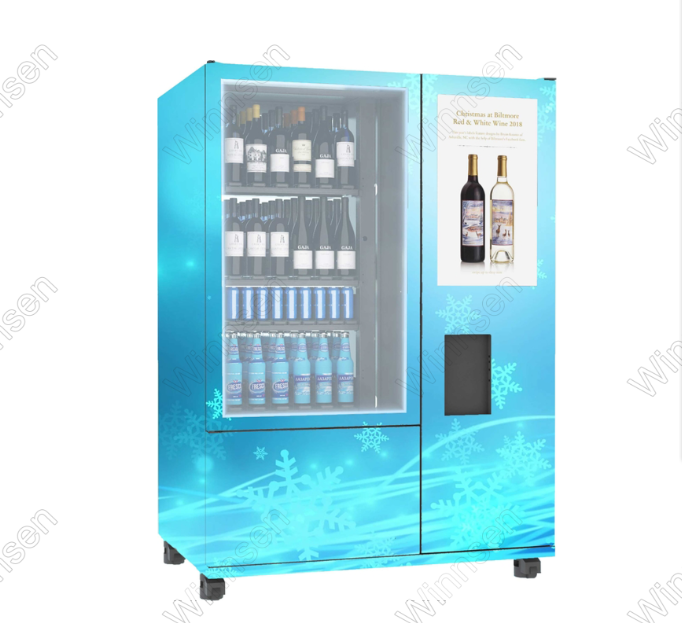 Smart combo wifi custom  bar cocktail champagne wine  bottle glass beer vending machine with refrigerator