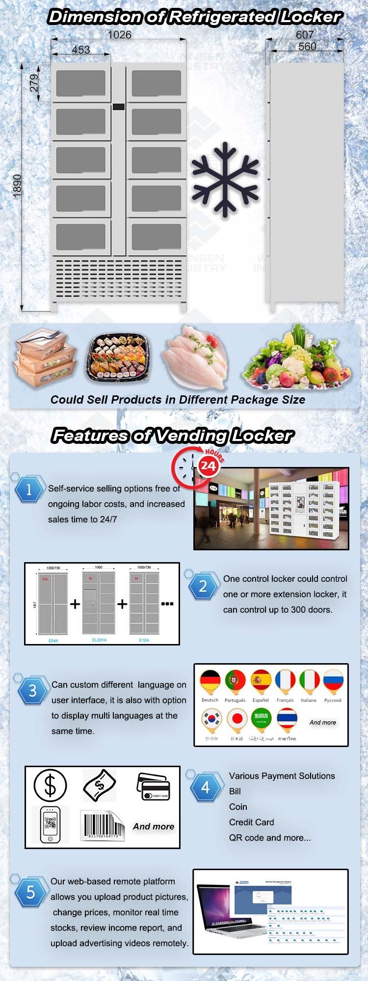 Winnsen Flower Vending Machine Cooling Food And Beverage Glass Bottle Champagne Milk Vending Machines