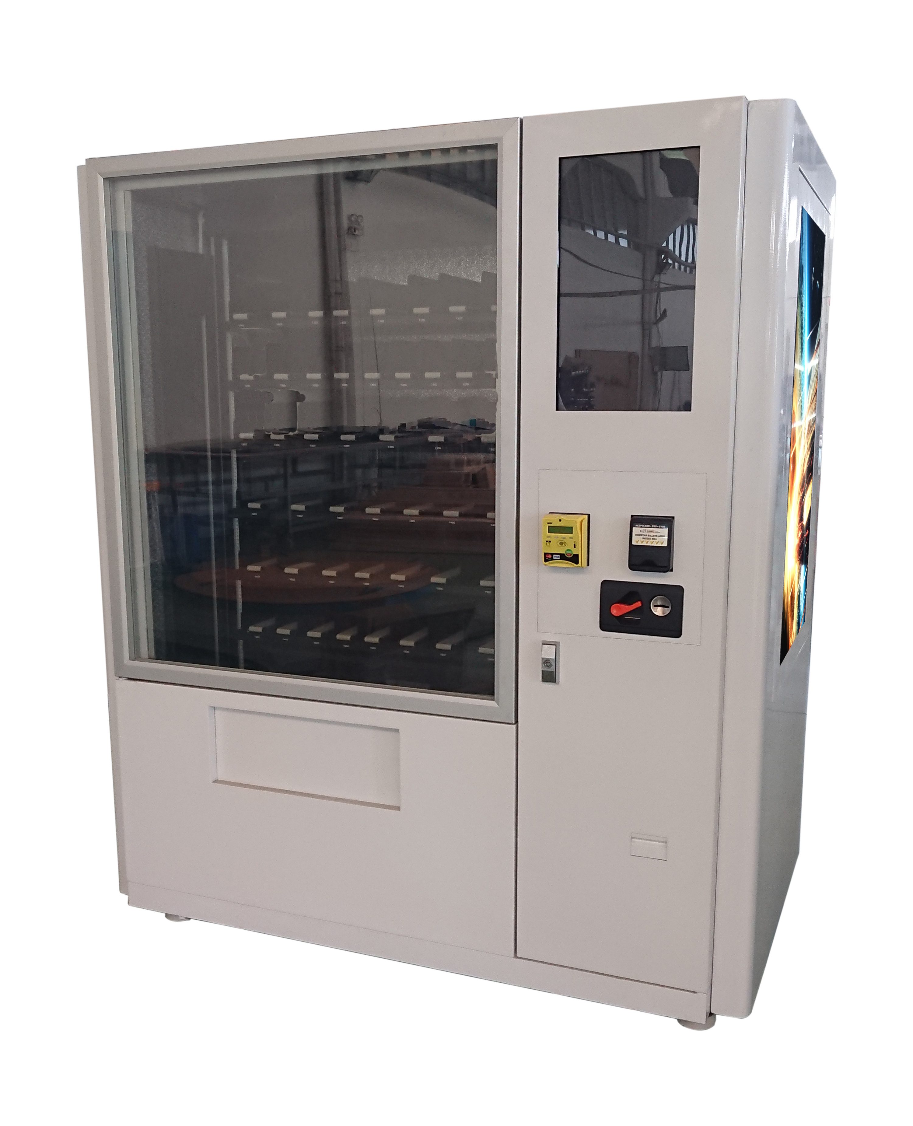 Conveyor belt type wine champagne vending machine with credit card QR code payment system advertising cooling system