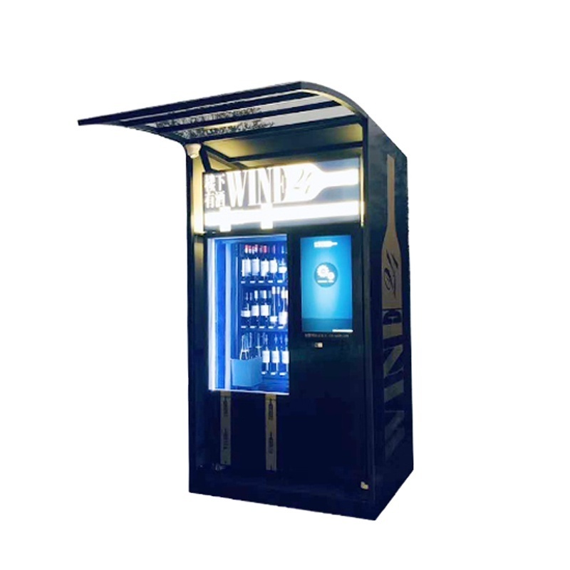 Paypal pay 24 hour unmanned shop coconut beer milk bubble tea water wine vending machine for sale