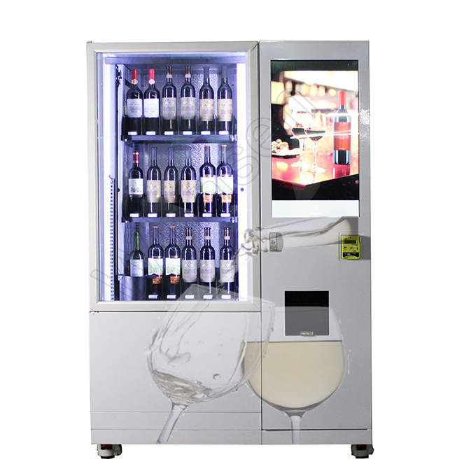 Smart combo wifi custom  bar cocktail champagne wine  bottle glass beer vending machine with refrigerator