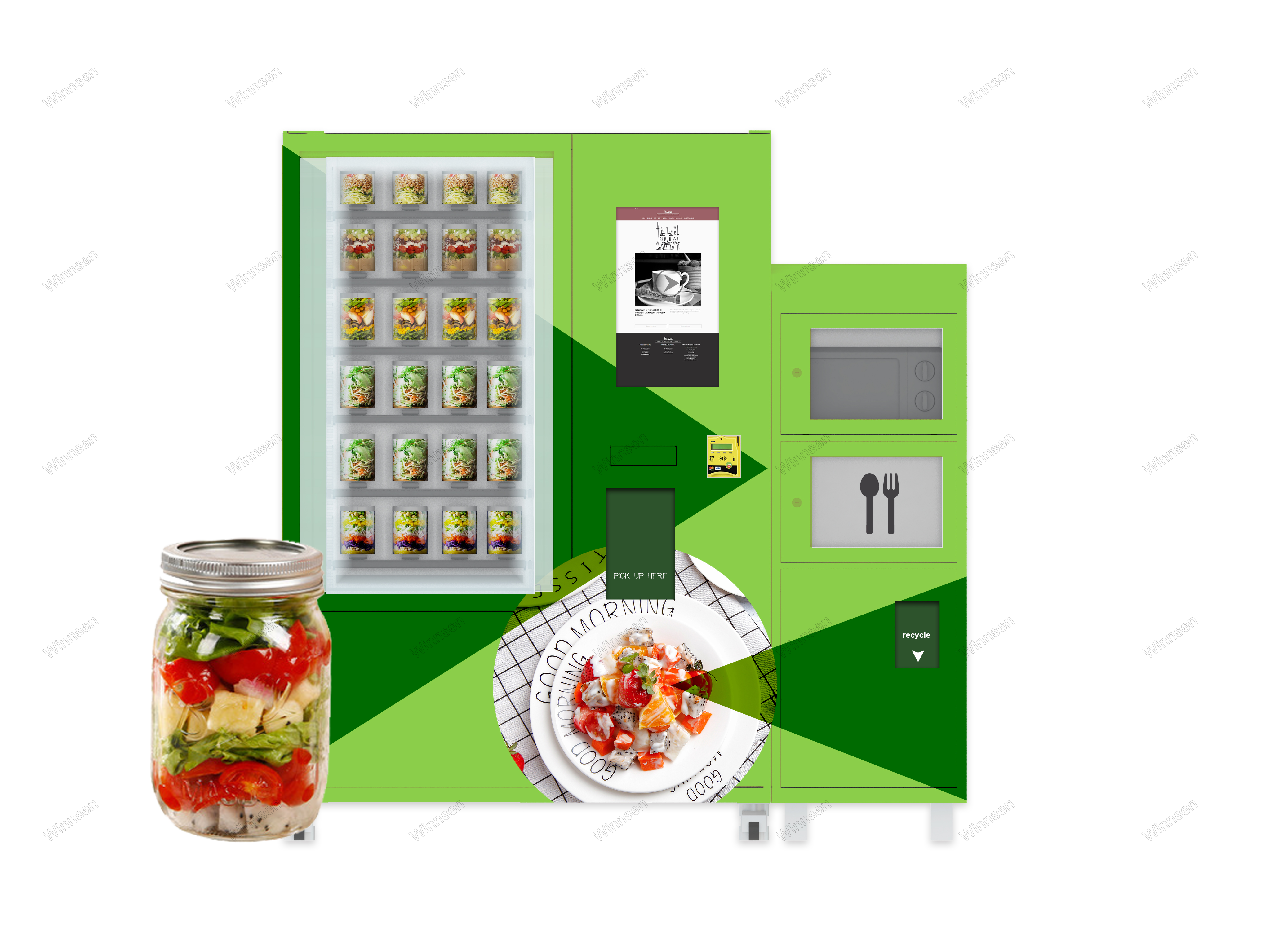 Smart  automatic refrigerator vegetable salad sandwich cupcake sushi vending machine with remote management