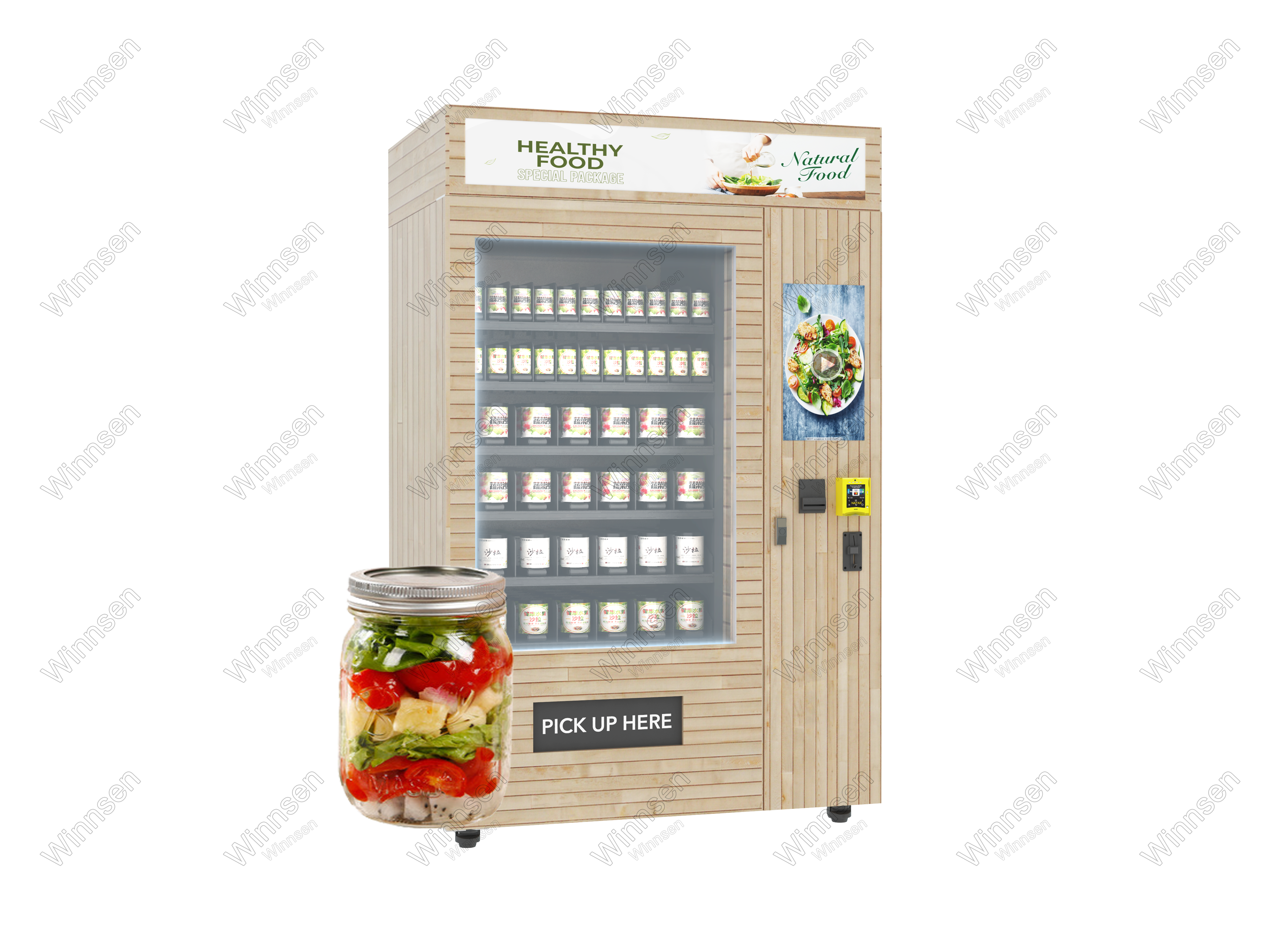 Smart  automatic refrigerator vegetable salad sandwich cupcake sushi vending machine with remote management