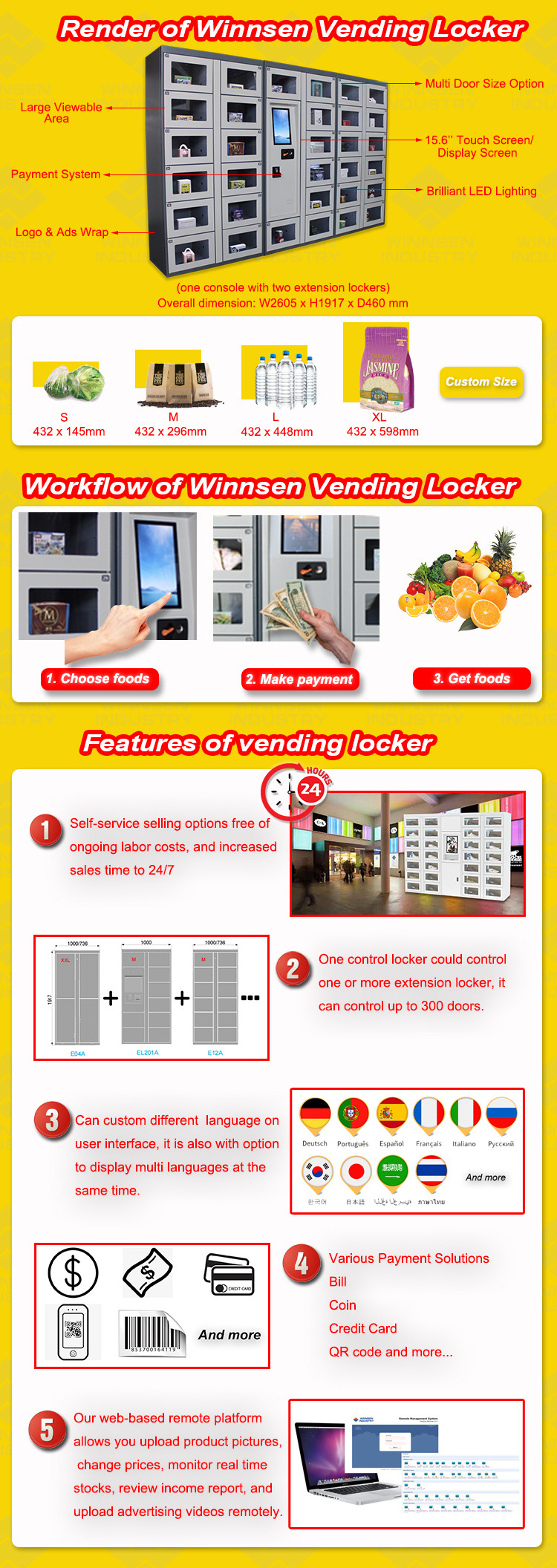 Factory Sales Self-Service Intelligent Smart Water Locker Cabinet Digital Vending Machine with Transparent  Locker