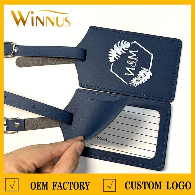 cheap wholesale baggage tag wedding favor gift custom logo embossed gold silver stamping blue pink pu faux leather luggage tags