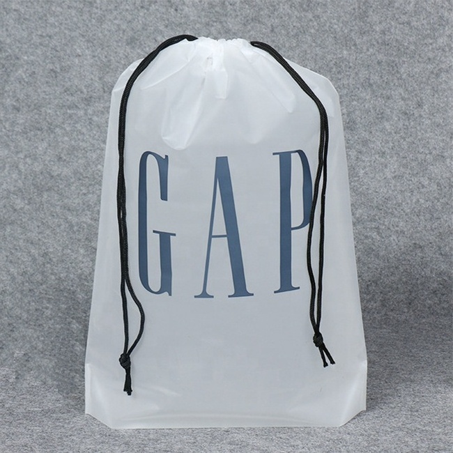 custom logo large transparent clothes toy hat storage bag waterproof cosmetic bag plastic drawstring handbag dust bags for shoes