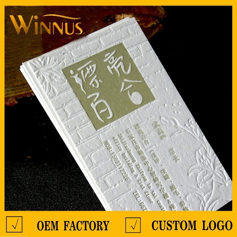 custom print engraved logo luxury eco friendly textured 600g thick cardboard cotton paper letterpress business card