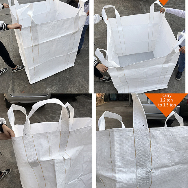 25kg 50kg 100kg 1000kg large pp woven sand bag 1 ton woven polypropylene super sacks white big 1.5 ton fibc sling jumbo bag