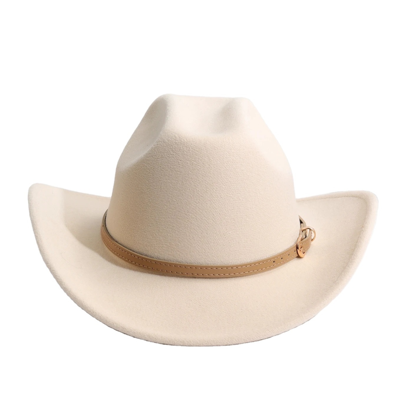 2024 Fashion Cowboy Hat Men And Women Belt Design New Style Plain Felt Hat Cowgirl Hat Outdoor Party Cap