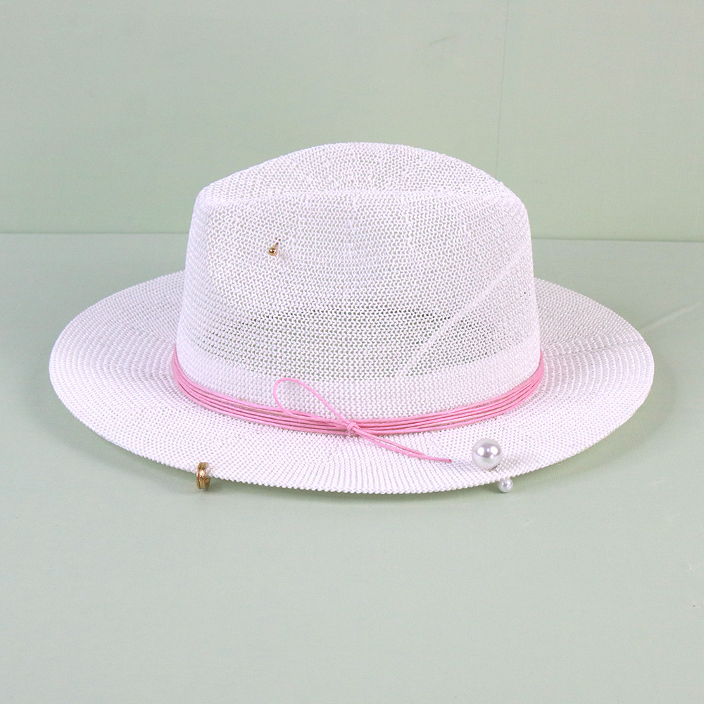 2023 Original design Pearl Summer Sun Hats For Women Wedding White Beach Hats Ladies Elegant Church Hat wholesale