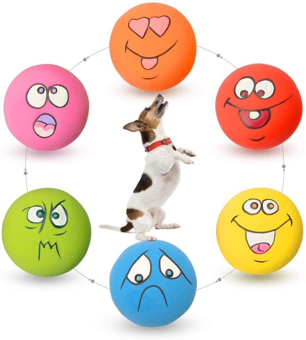 Wholesale Soft Latex Squeaky Balls Pet Chew Ball Toys Smiley Face Dog Squeaky Toys