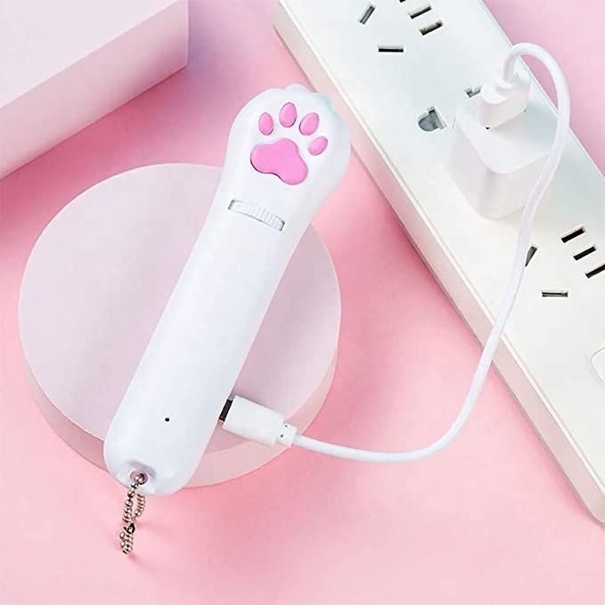 USB Rechargeable Cat LED Pointer Toys with 5 Patterns and Red laser Pointer Light