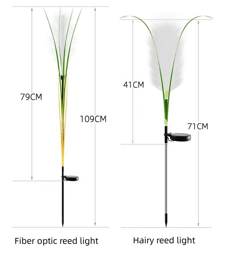 Garden Like Fluffy LED Solar Reed Light Outdoor Waterproof Hairy Fiber Optic Insert Ground Light Patio Decorative Lawn Light