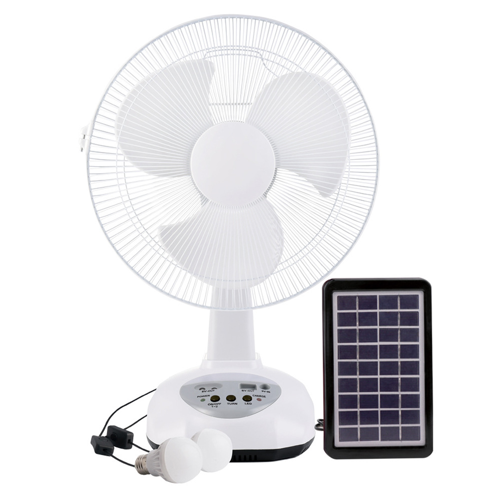 Classic AC DC 6V solar panel rechargeable rechargeable table fan household plastic emergency battery supply fan