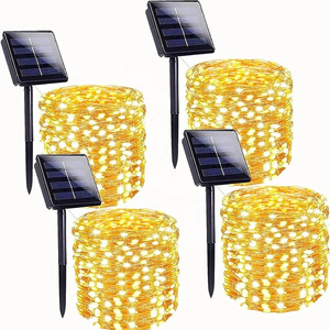 Solar Fariy Lights Battery Operated Waterproof garden String Lights with Remote Control Timer Copper