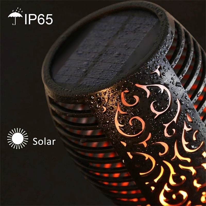 Waterproof Outdoor Decoration Flickering Flame Light 96 LED Torches Solar Torch Light For Garden Pathway