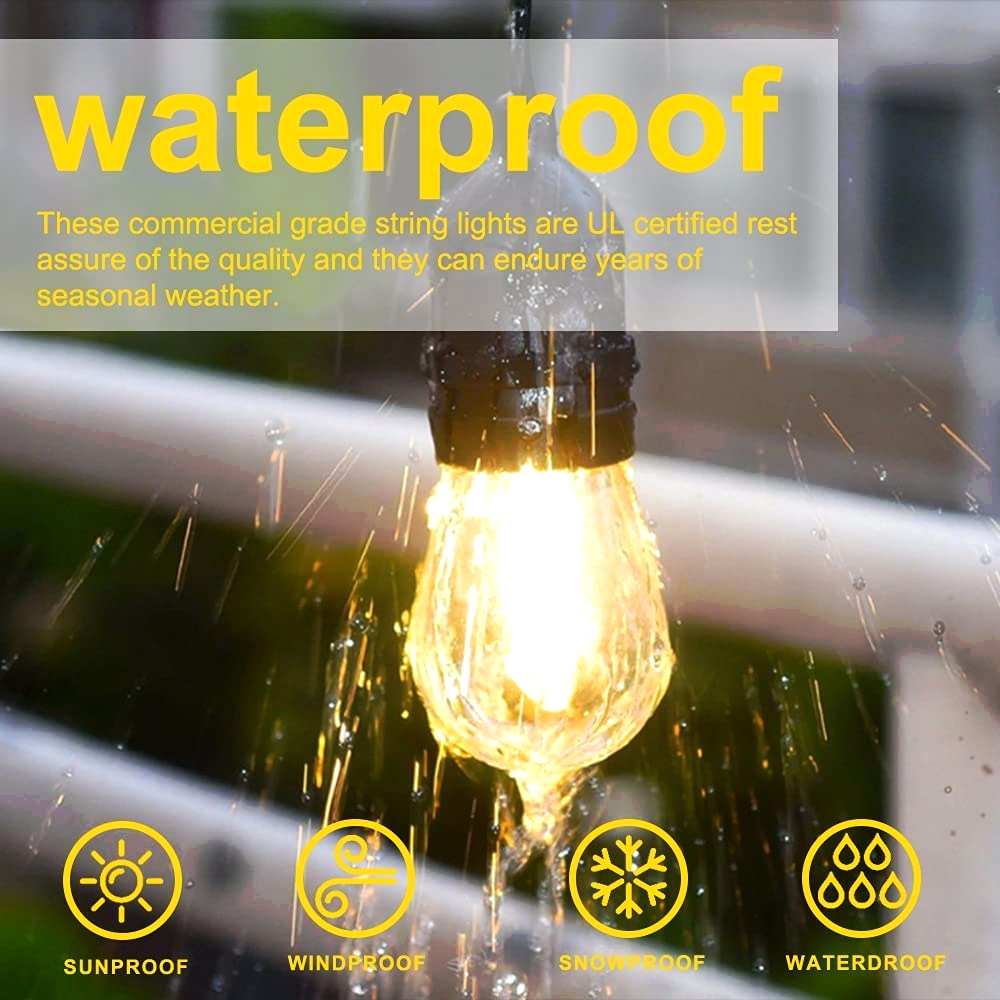 Shatterproof Outdoor Patio String Light Bulbs Waterproof  IP65 Connectable Dimmable   Lights for Grade Camping