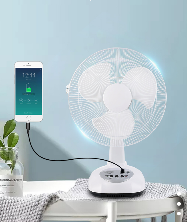 Classic AC DC 6V solar panel rechargeable rechargeable table fan household plastic emergency battery supply fan