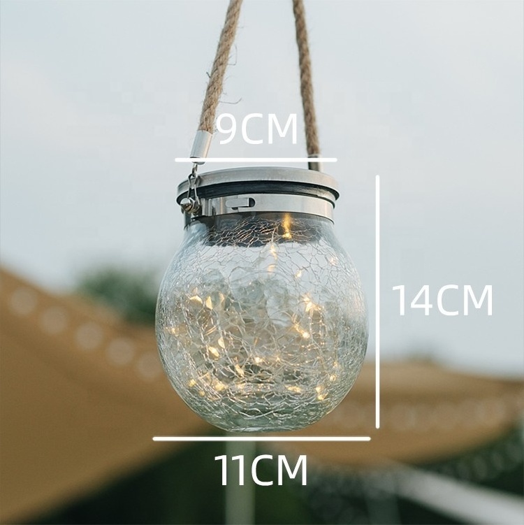 Solar Garden Lights Outdoor Decorative Yard LED Solar Yellow Flame Lamp Mason Jar Lights Glass Bottle Hanging Lantern