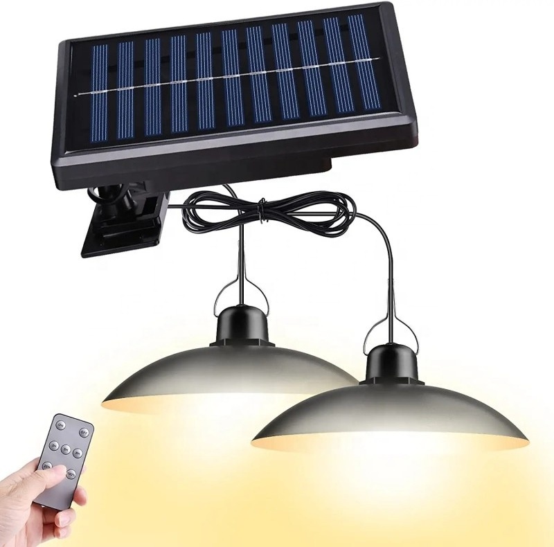 Solar Chandelier Waterproof Hanging Lamp Remote Indoor Adjustable Led Shed Outdoor Solar Pendant Garden Lights