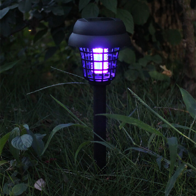 Garden Black 2PC Solar Powered LED Light Mosquito Pest Bug Zapper Insect Killer Lamp