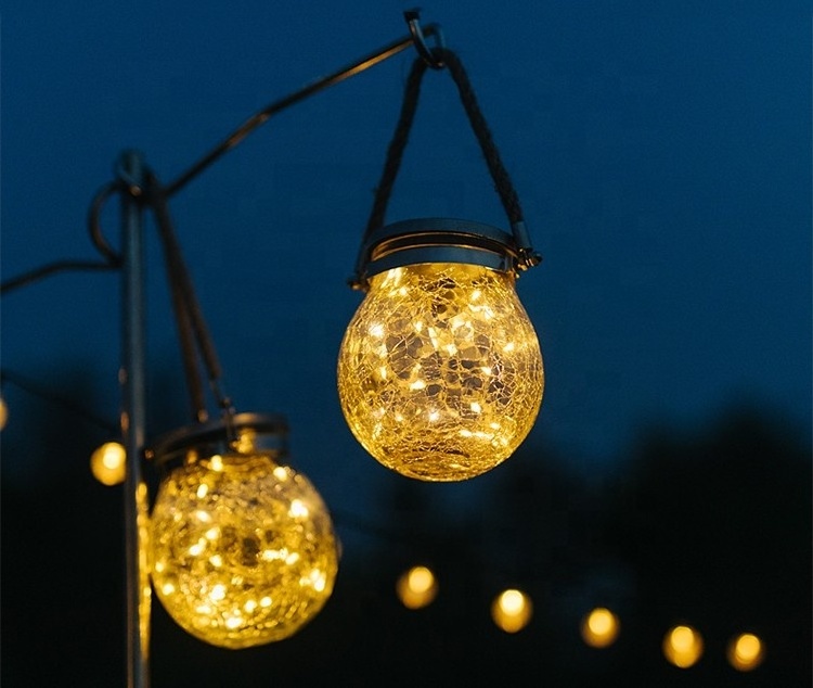 Solar Garden Lights Outdoor Decorative Yard LED Solar Yellow Flame Lamp Mason Jar Lights Glass Bottle Hanging Lantern