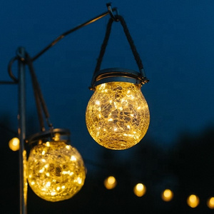 Solar Garden Lights Outdoor Decorative Yard LED Solar Yellow Flame Lamp Mason Jar Lights Glass Bottle Hanging Lantern