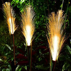 Garden Like Fluffy LED Solar Reed Light Outdoor Waterproof Hairy Fiber Optic Insert Ground Light Patio Decorative Lawn Light