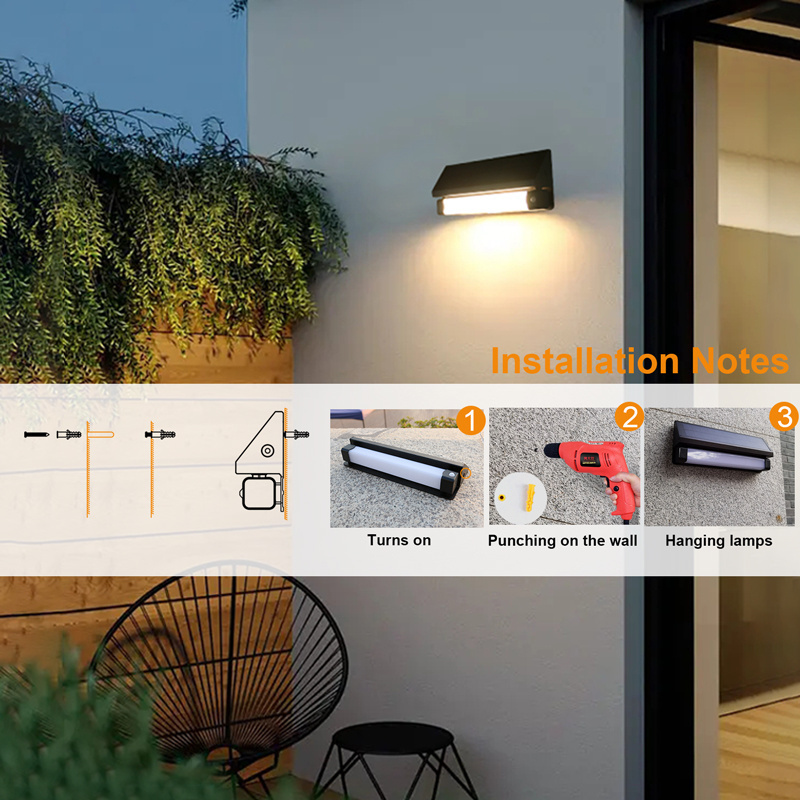 outdoor LED TUBE light adjustable solar led warehouse doorplate garden wall light 2024 NEW