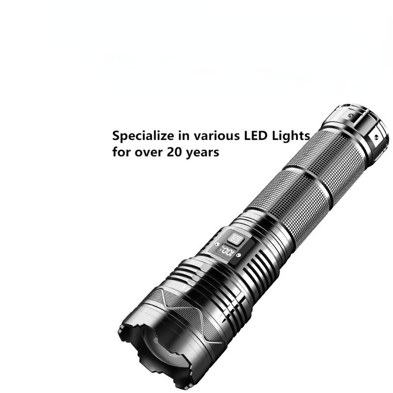 Super Bright Long Range Powerful LED Zoom Flashlight Type-C USB Rechargeable 30000mAh Lighting Torch Light