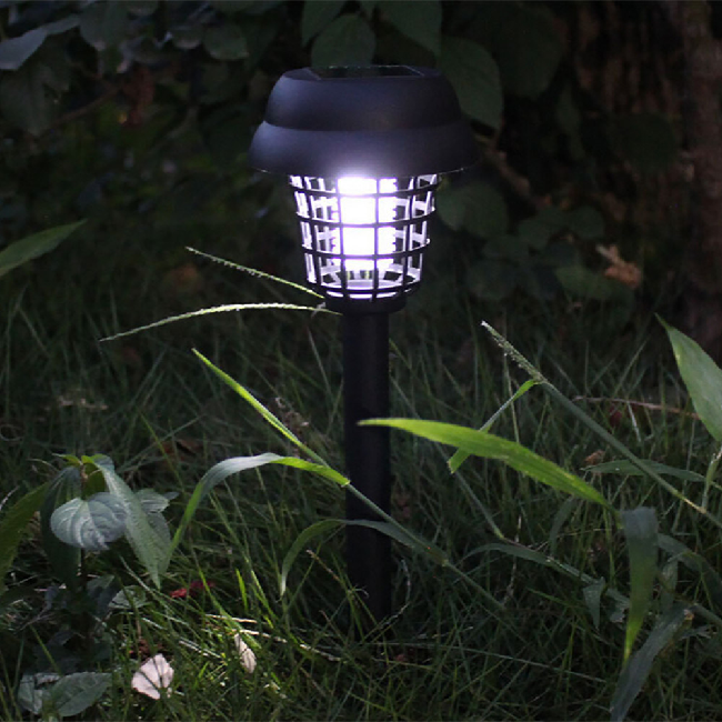 Garden Black 2PC Solar Powered LED Light Mosquito Pest Bug Zapper Insect Killer Lamp