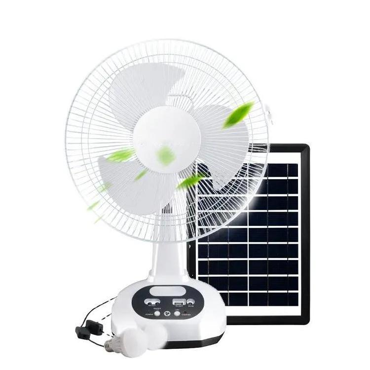 Hot selling 12 inch Solar charging table electric fan with power bank function portable and solar rechargeable fan