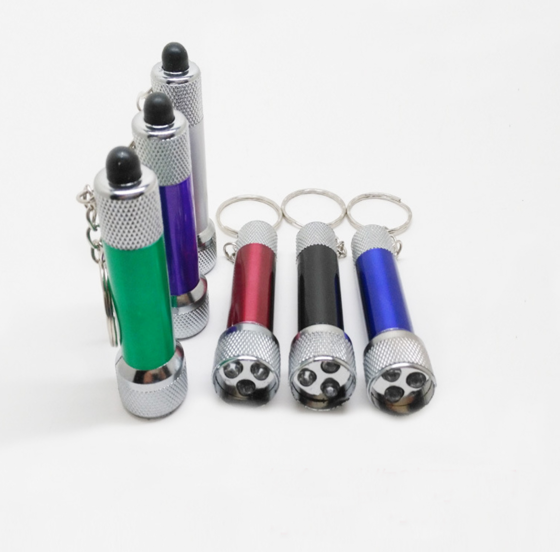 Wholesale Custom Logo 3 LED Mini Camping Flashlight Torch Keyring High Quality Promotional Portable Aluminum Keychain Flashlight