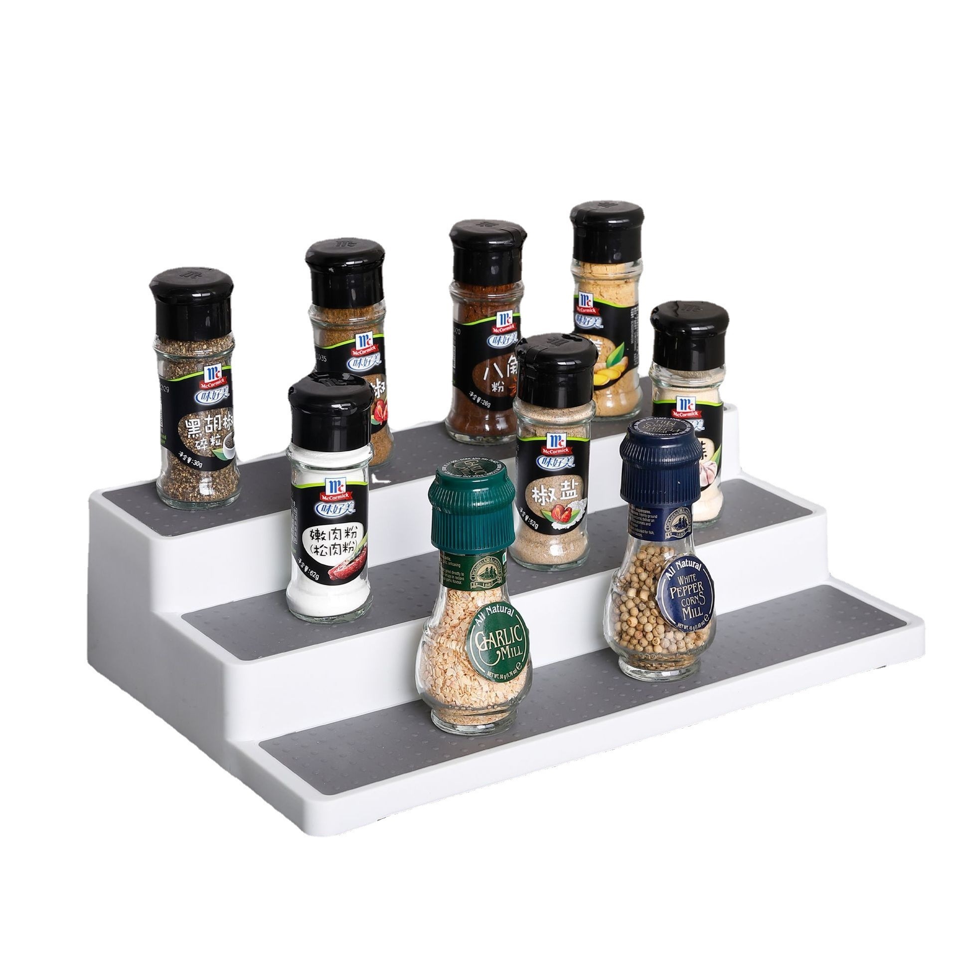 Amazon Hot Selling Non-Skid 3-Tier Spice Pantry Kitchen Cabinet Organizer Non Skid Shelf Kitchen Organizer for Pantry Cabinet