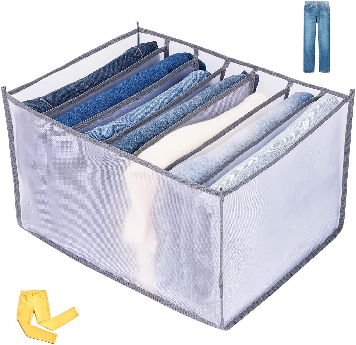 Amazon Hot Selling Foldable Clothes Compartment Storage Box Mesh Drawer Organizer Upgraded Wardrobe Clothes Organizer for Jeans