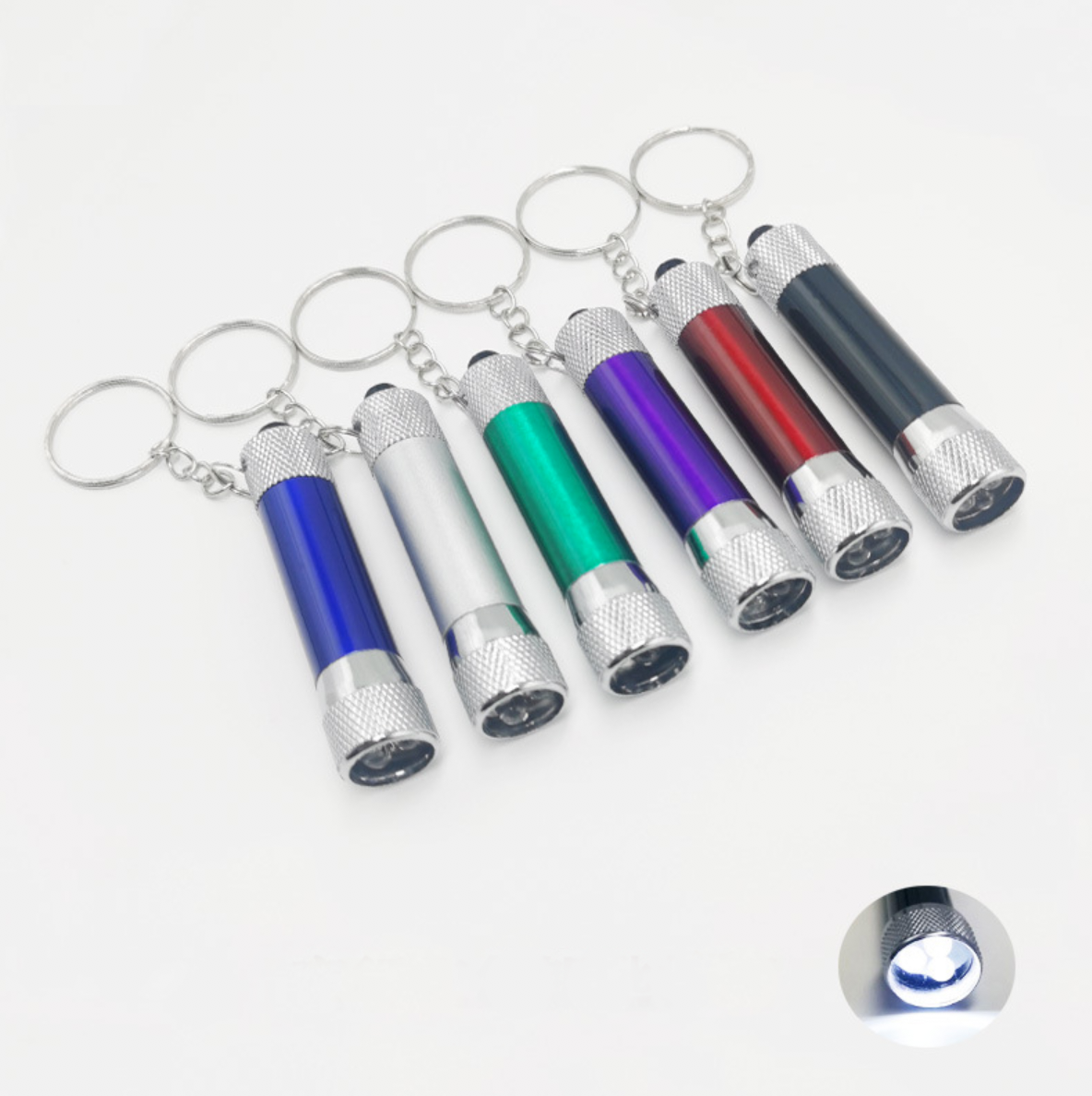 Wholesale Custom Logo 3 LED Mini Camping Flashlight Torch Keyring High Quality Promotional Portable Aluminum Keychain Flashlight