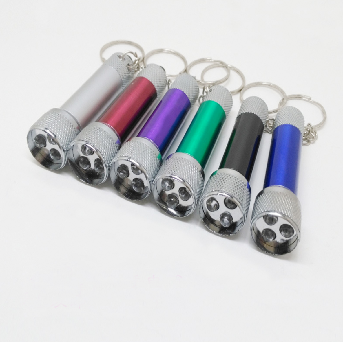 Wholesale Custom Logo 3 LED Mini Camping Flashlight Torch Keyring High Quality Promotional Portable Aluminum Keychain Flashlight