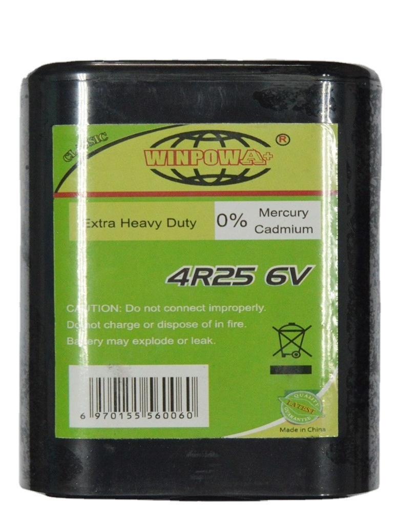 factory zinc carbon battery 6v 4R25 high capacity heavy duty dry battery