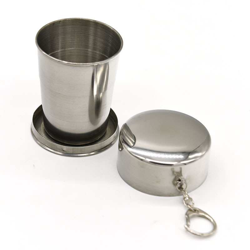 Custom Logo Small Size 75ml Stainless Steel Foldable Collapsible Folding Drink Juice Water Cup