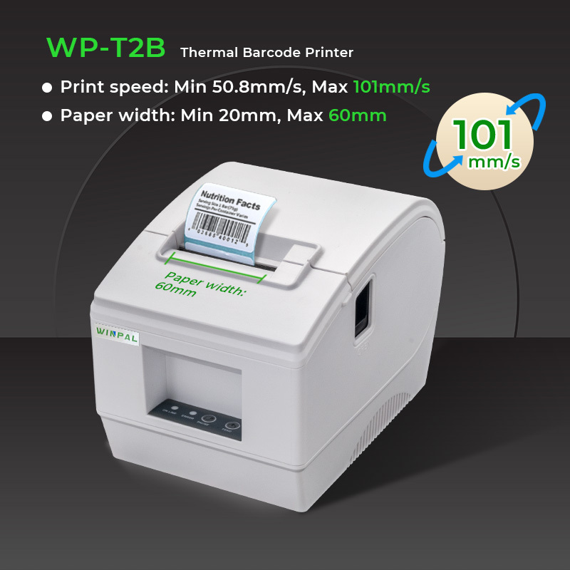 Winpal WP-T2B 58mm Thermal Printer 101mm/s Wifi Lan Label Printer Support QR Code Barcode Sticker Printer