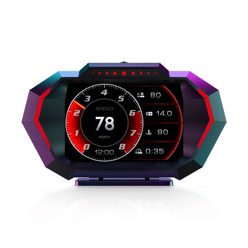 Multiple Languages OBD2 GPS Turbo Pressure P24 Head Up Display Speedometer Gauge Speed Display scanner HUD for cars