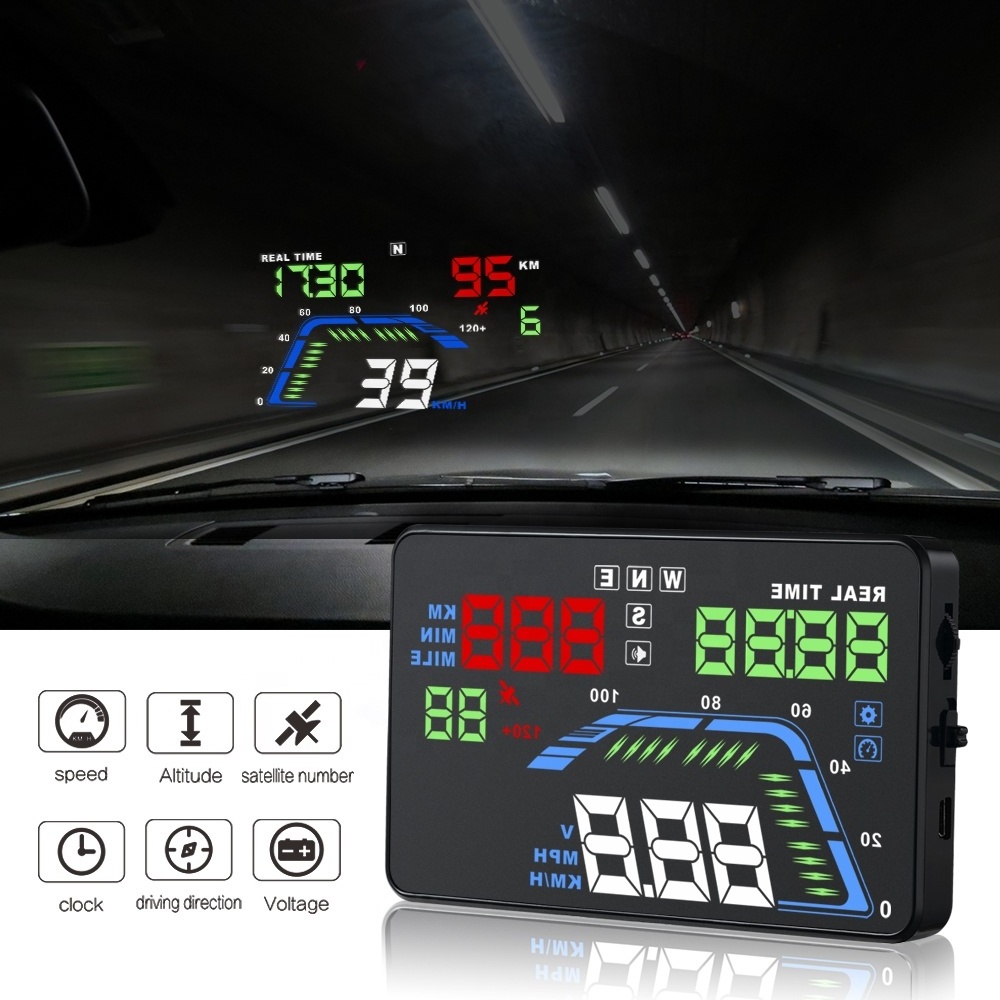 5.5 large screen GPS HUD car head up display Q7 multi function system speed limiter car display for vehicle