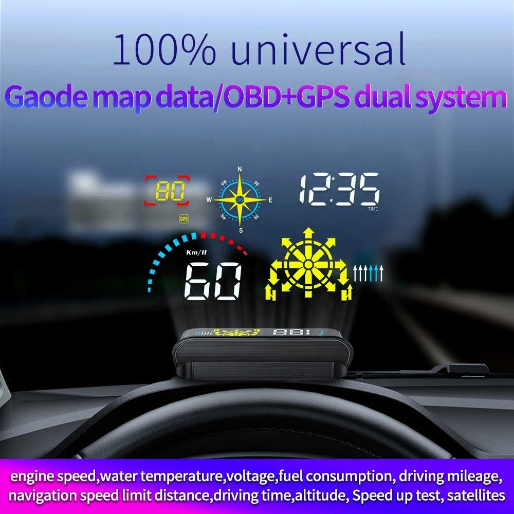 New Upgrade OBD II/GPS Dual System Support Google Map Q10 Car Universal Navigation Version HUD 5.5