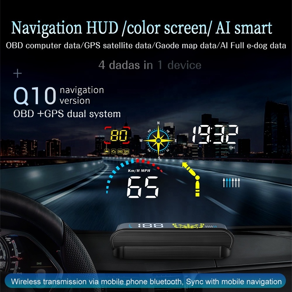 New Upgrade OBD II/GPS Dual System Support Google Map Q10 Car Universal Navigation Version HUD 5.5