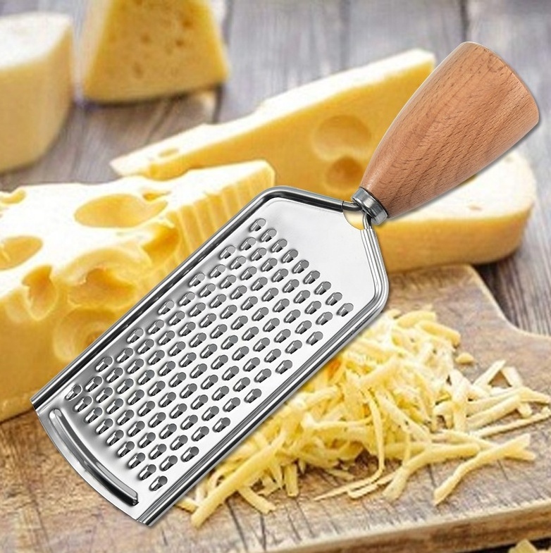 Multi Function Stainless Steel Vegetable Peeler Beech Wood Handle Kitchen Cheese and Garlic Grater