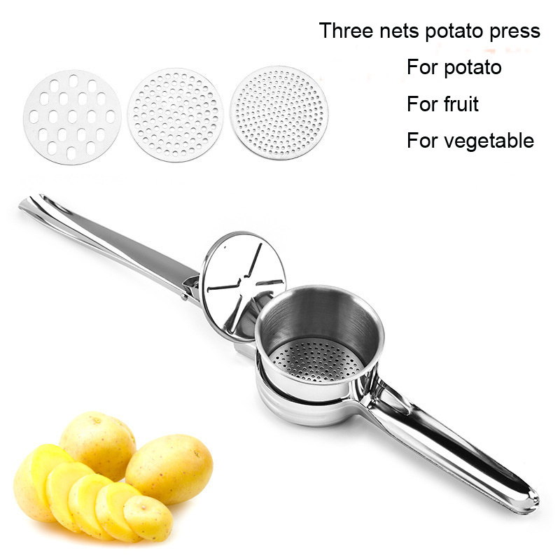 Popular Kitchen Gadget  Food Grade Stainless Steel 3 in 1  Potato Masher Pumpkin Press