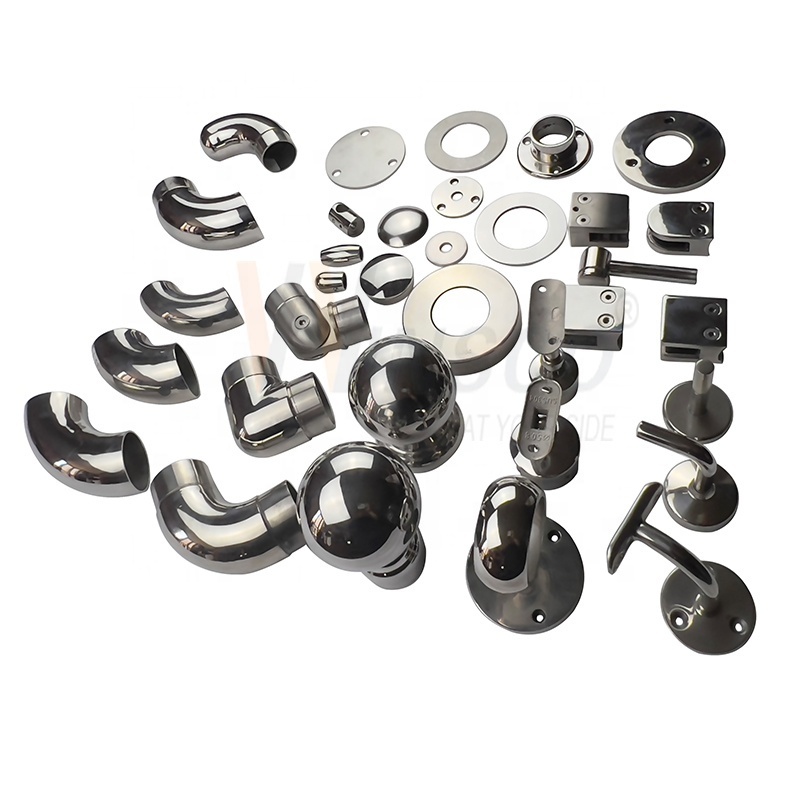 Factory SS 201 304 316 Stainless Steel Railing Components Inox Stair Balustrade Fittings Balcony Glass Handrail Accessories