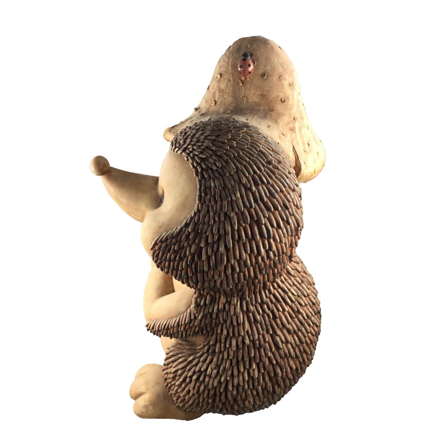 Creative Artificial  Hedgehog With Mushroom Resin Design Birthday Gift Statue Accessories Garden Statues